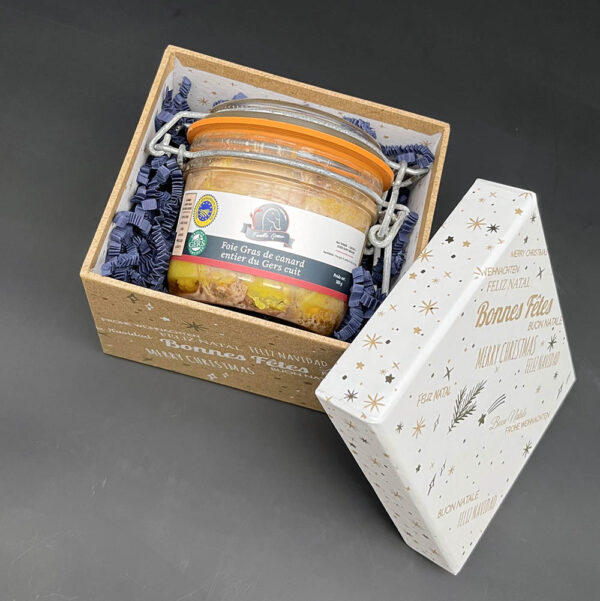 Coffret Bonnes fêtes-Foie gras de canard cuit 180g-Famille Gomer-Producteur de foie gras-Gers