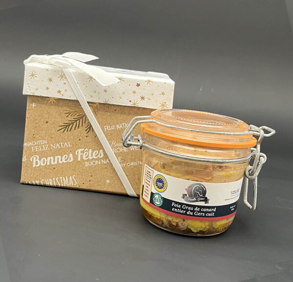 Coffret Bonnes fêtes-Foie gras de canard cuit 180g-Famille Gomer-Producteur de foie gras-Saint Médard-Gers-32